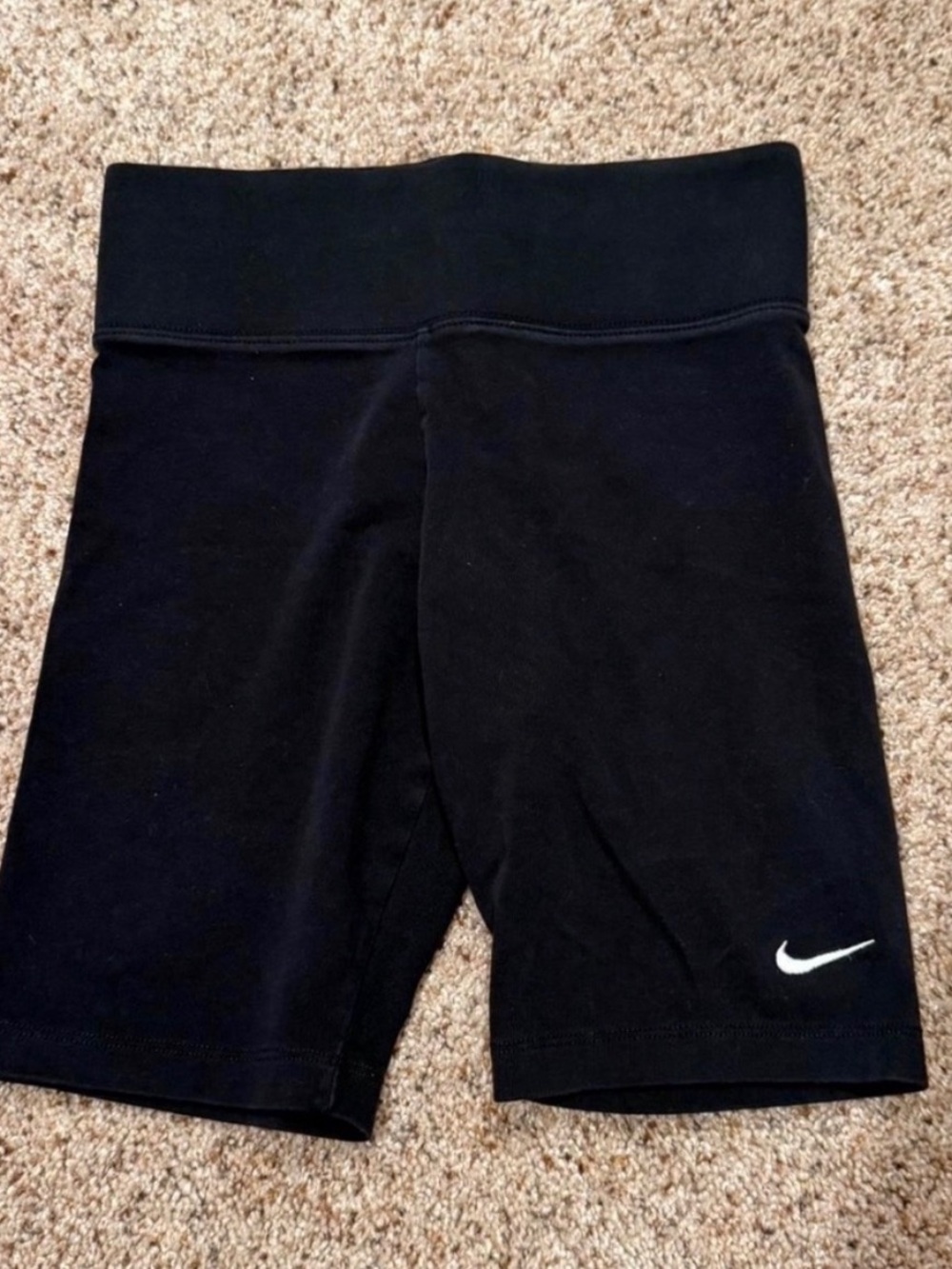 Nike Black Women's High-Rise Bike Shorts with White Swoosh